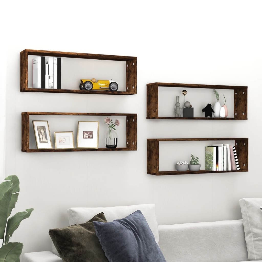 Wall Cube Shelves 2 Pcs 80X15X26.5 Cm Engineered Wood