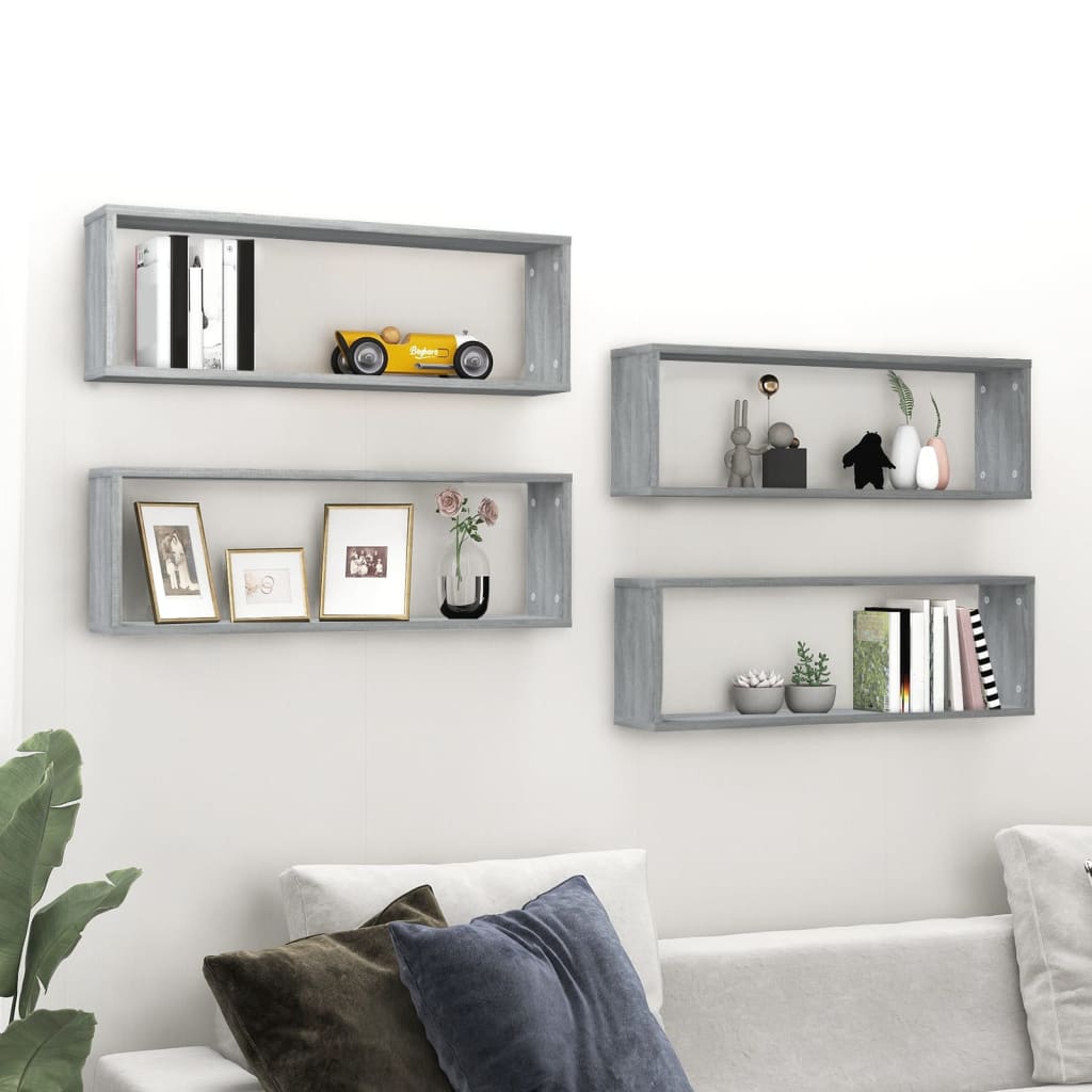 Wall Cube Shelves 2 Pcs 80X15X26.5 Cm Engineered Wood