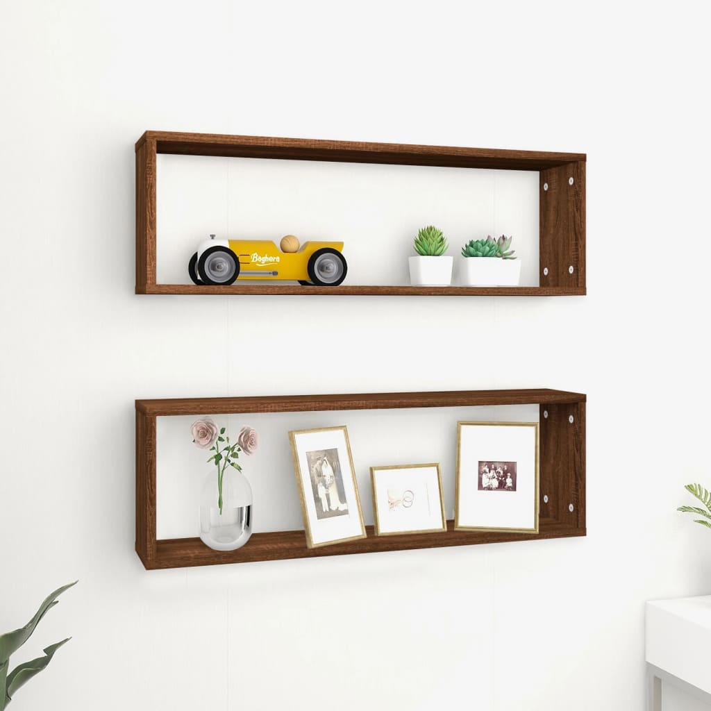 Wall Cube Shelves 2 Pcs 80X15X26.5 Cm Engineered Wood