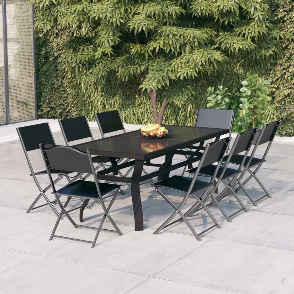 7 Piece Garden Dining Set Grey And Black