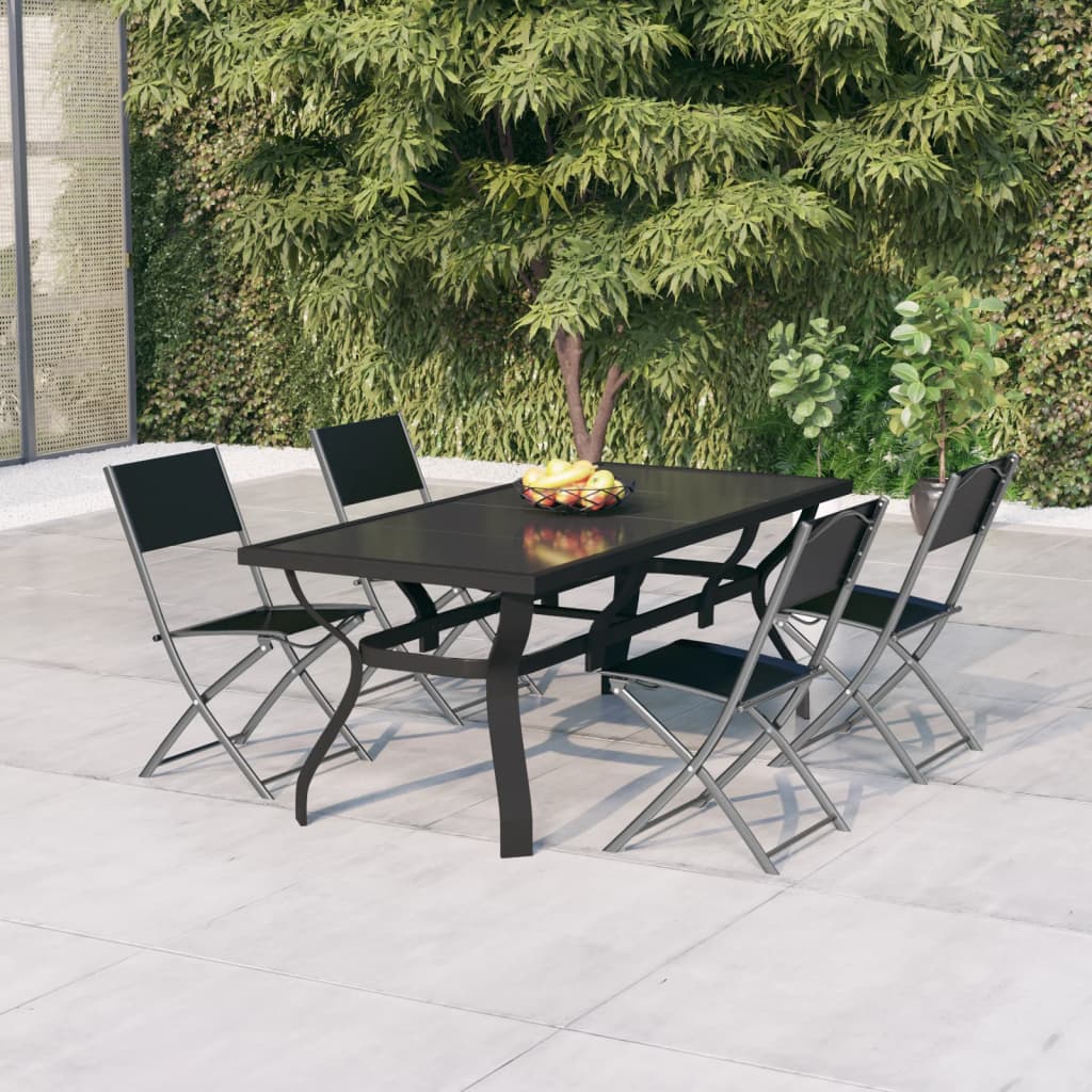 7 Piece Garden Dining Set Grey And Black
