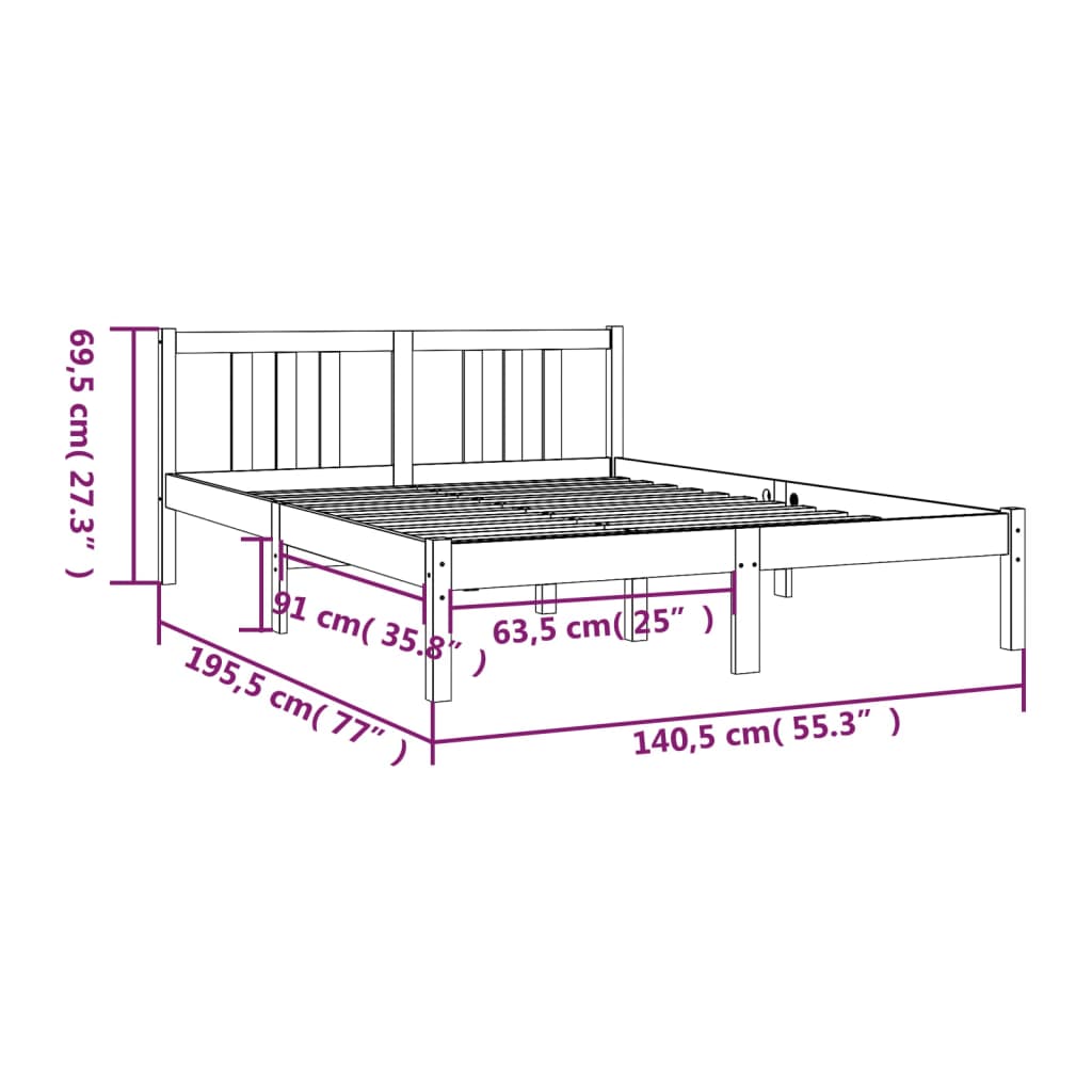 Bed Frame Without Mattress Solid Wood Double