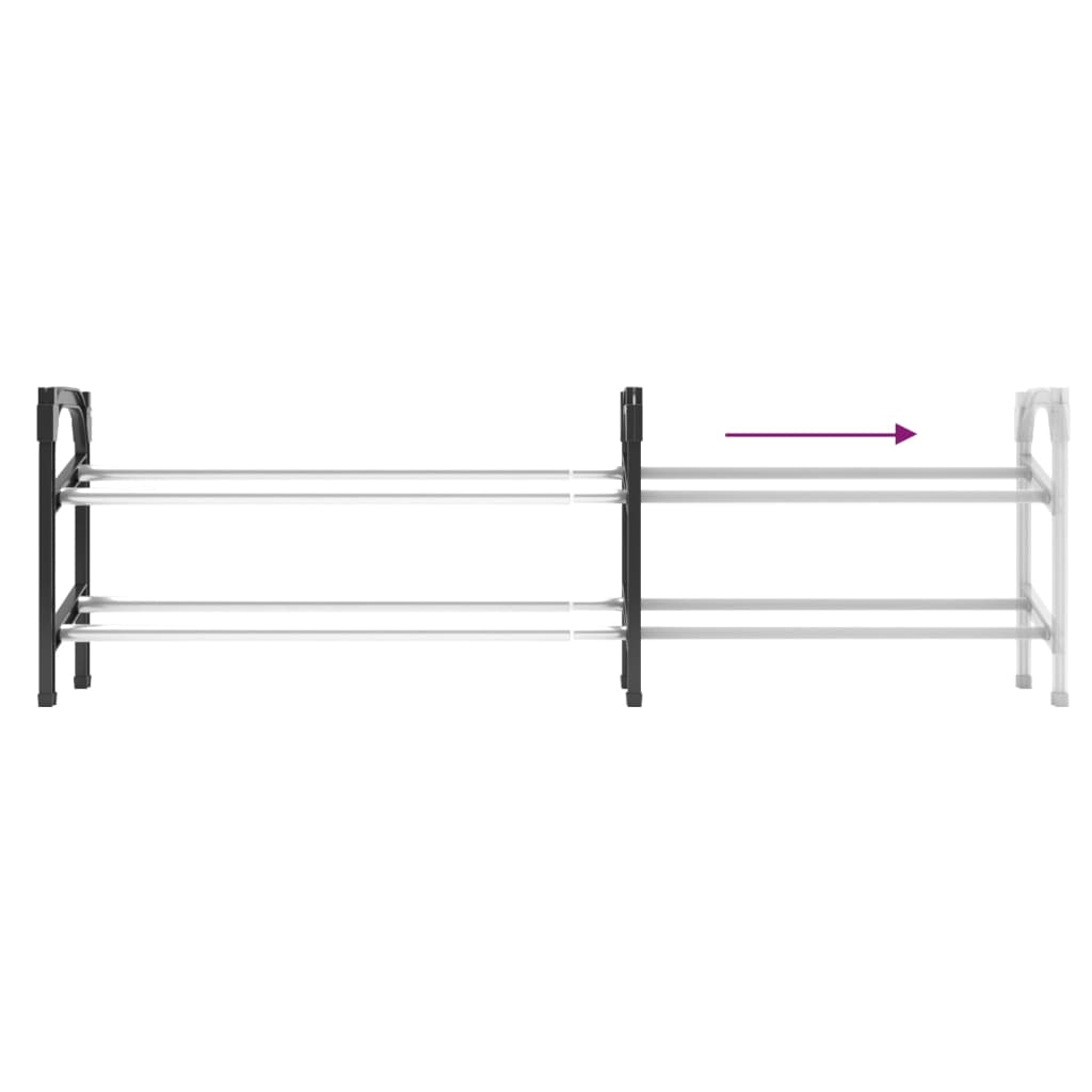 Extendable Shoe Rack With 2 Shelves 119X24X37 Cm