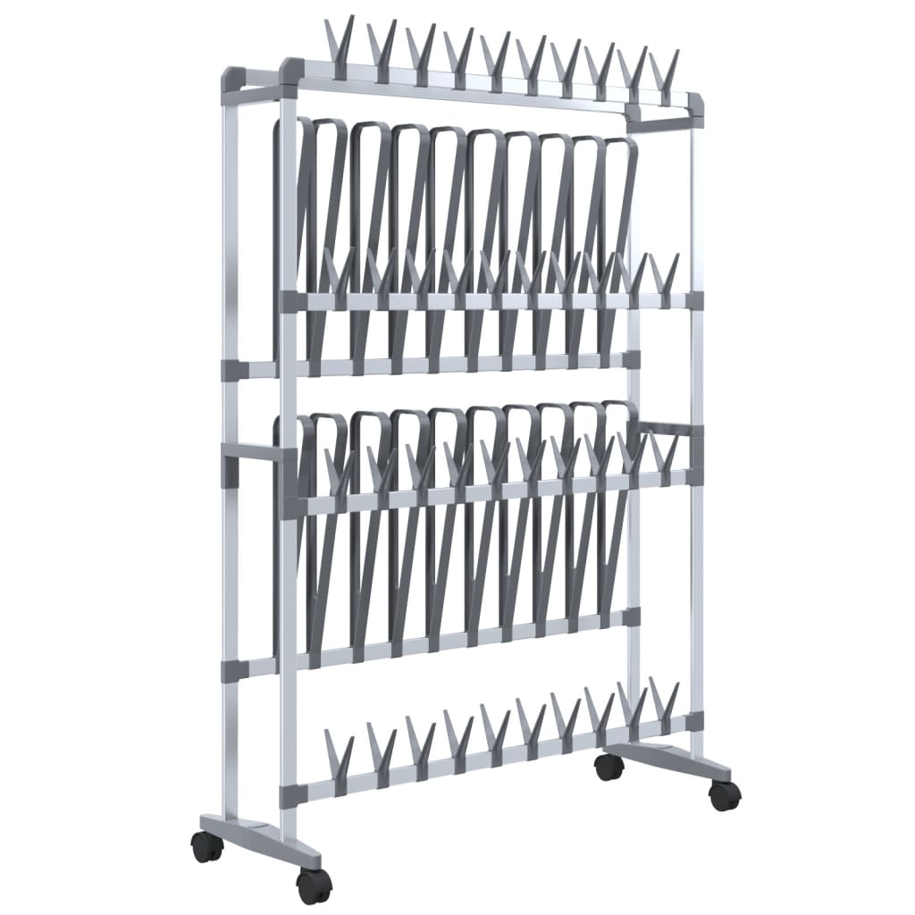 Shoe Rack With Wheels Silver 89X27X120 Cm