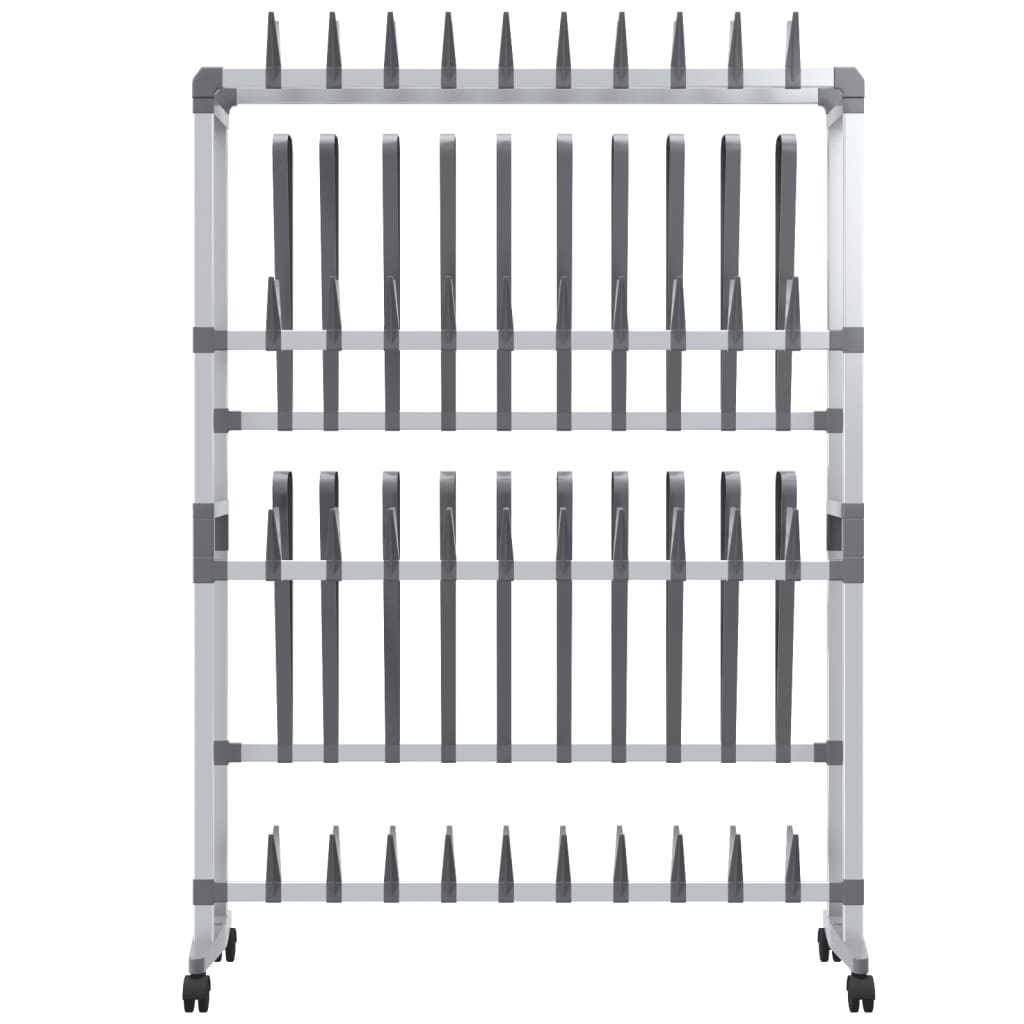 Shoe Rack With Wheels Silver 89X27X120 Cm