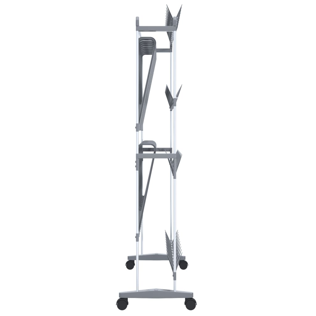 Shoe Rack With Wheels Silver 89X27X120 Cm