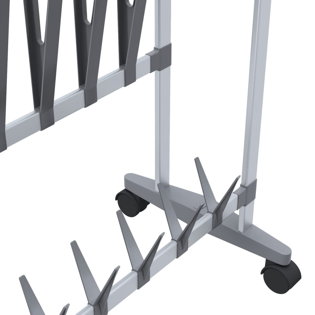 Shoe Rack With Wheels Silver 89X27X120 Cm