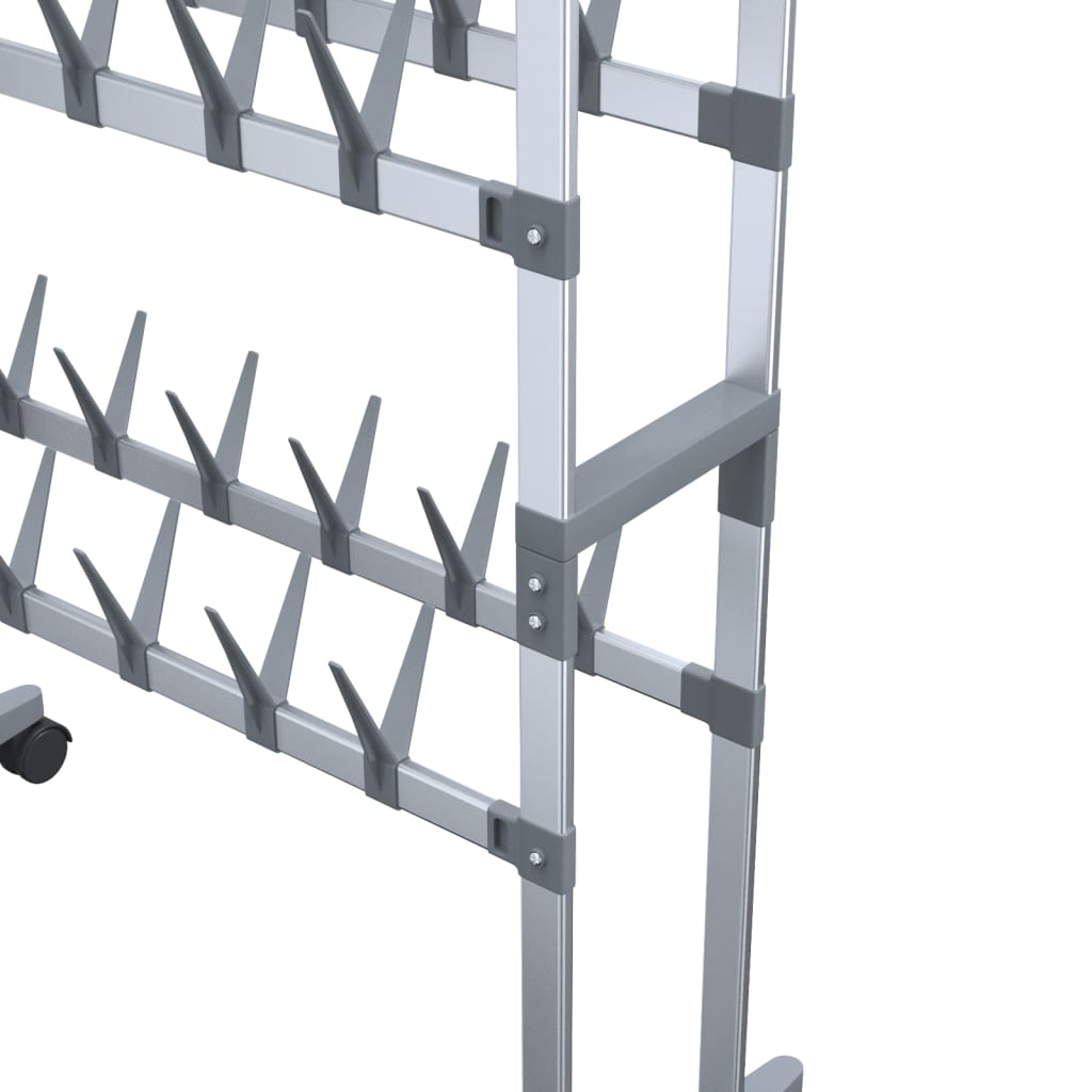 Shoe Rack With Wheels Silver 66X27X100 Cm