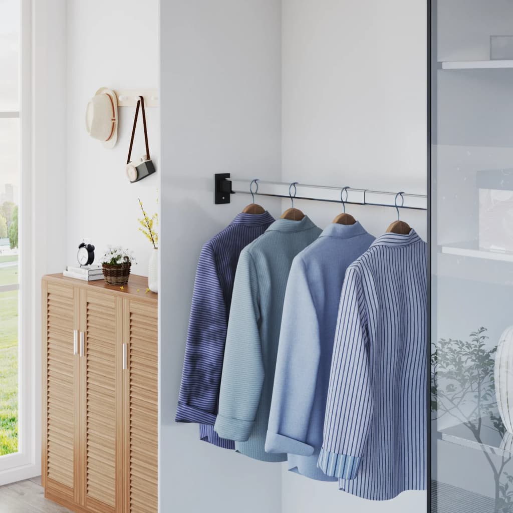 Telescopic Wardrobe Rails 2 Pcs Silver 58-100 Cm