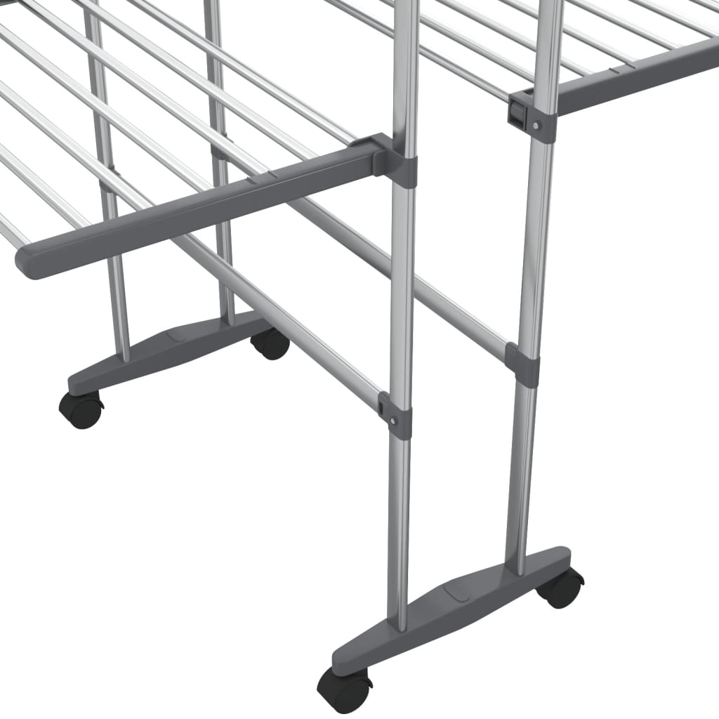 3-Tier Laundry Drying Rack With Wheels Silver