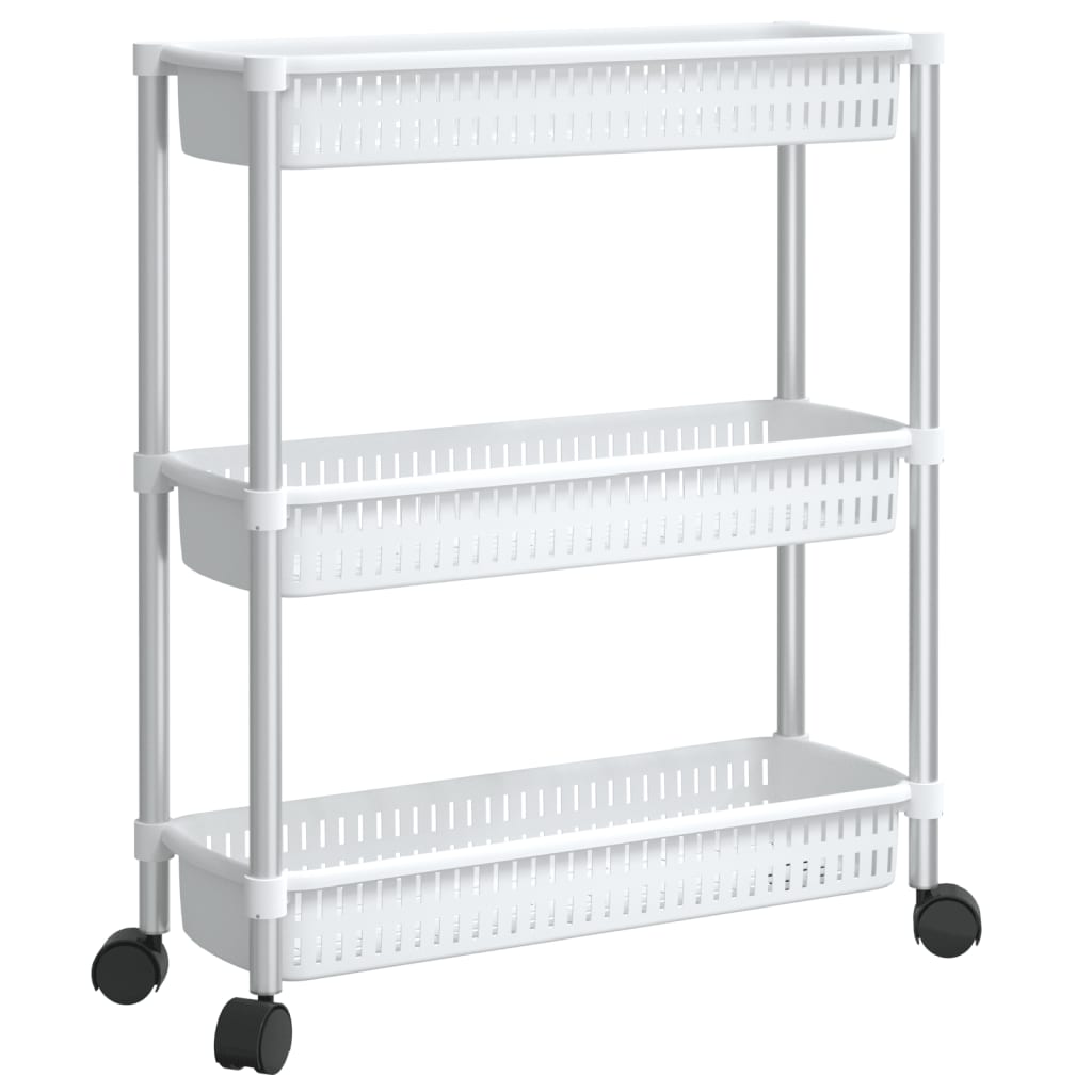 3-Tier Storage Trolley Silver And White Aluminium