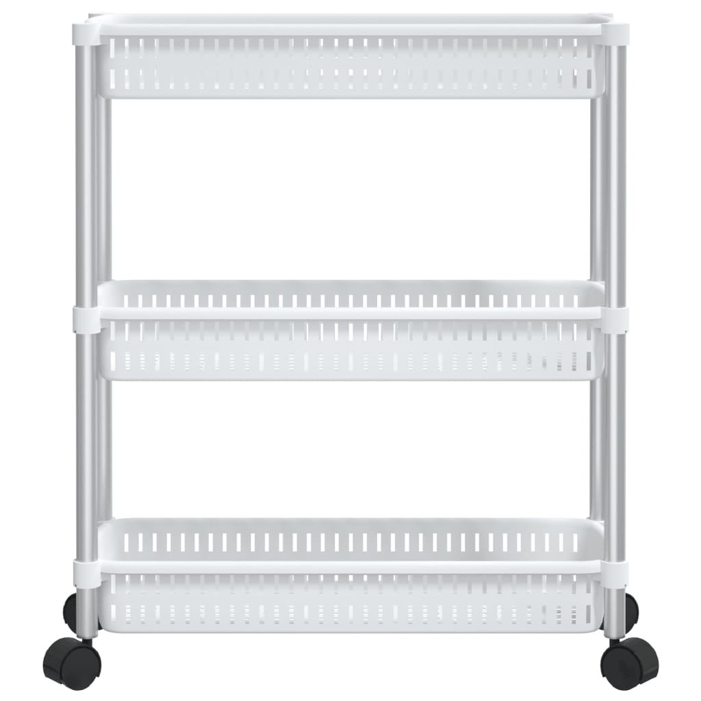 3-Tier Storage Trolley Silver And White Aluminium