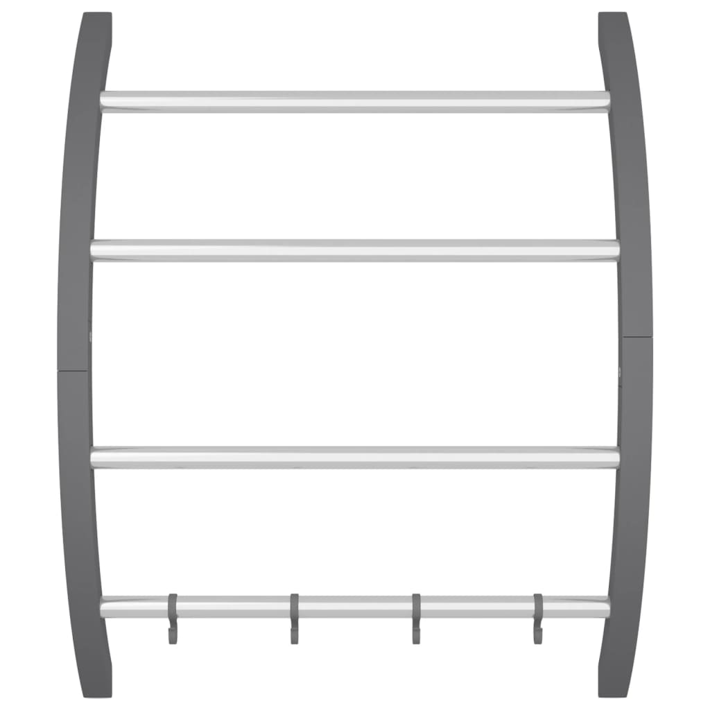 Towel Rack With Hooks Silver Aluminium