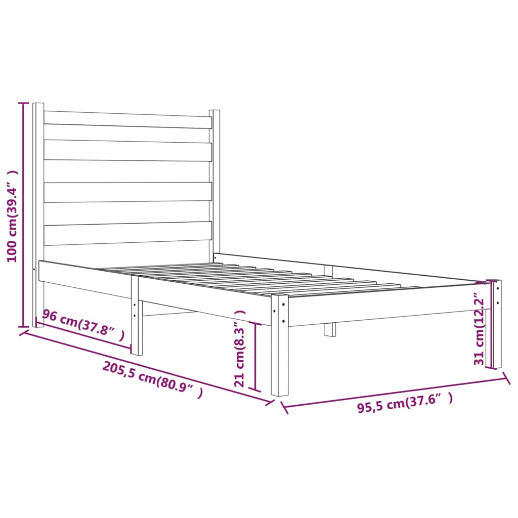 3103633 Bed Frame Without Mattress Solid Wood (810002+818400)