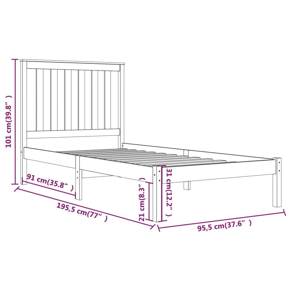 Bed Frame Without Mattress Solid Wood Single