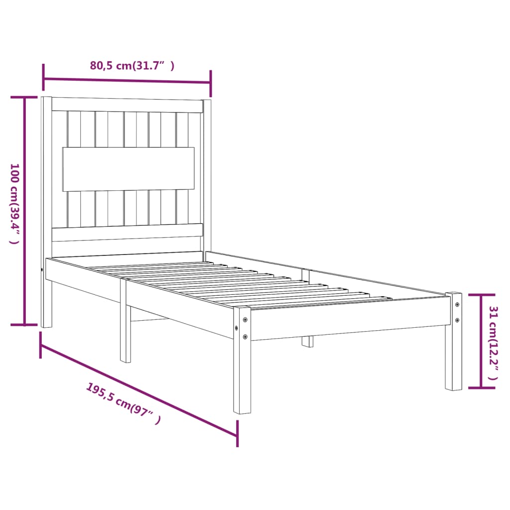 Bed Frame Without Mattress Solid Wood Small Single