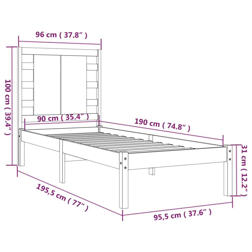 Bed Frame Without Mattress Single Solid Wood