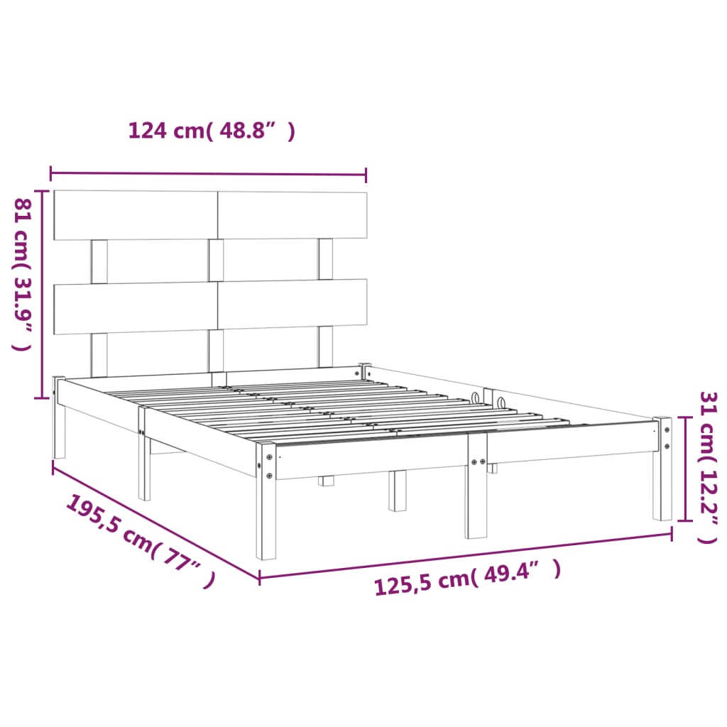 Bed Frame Without Mattress Small Double Solid Wood