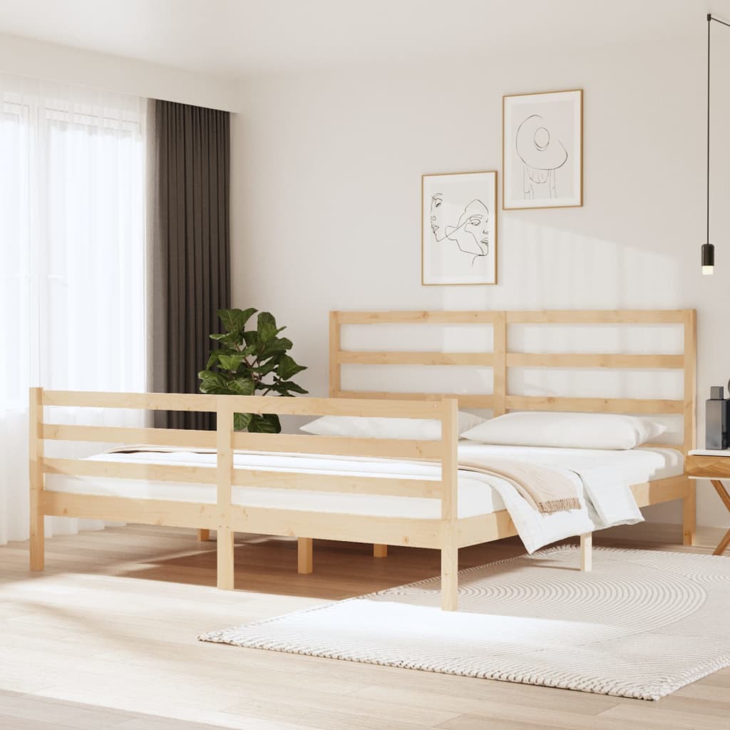 Bed Frame Without Mattress Solid Wood Pine Super King