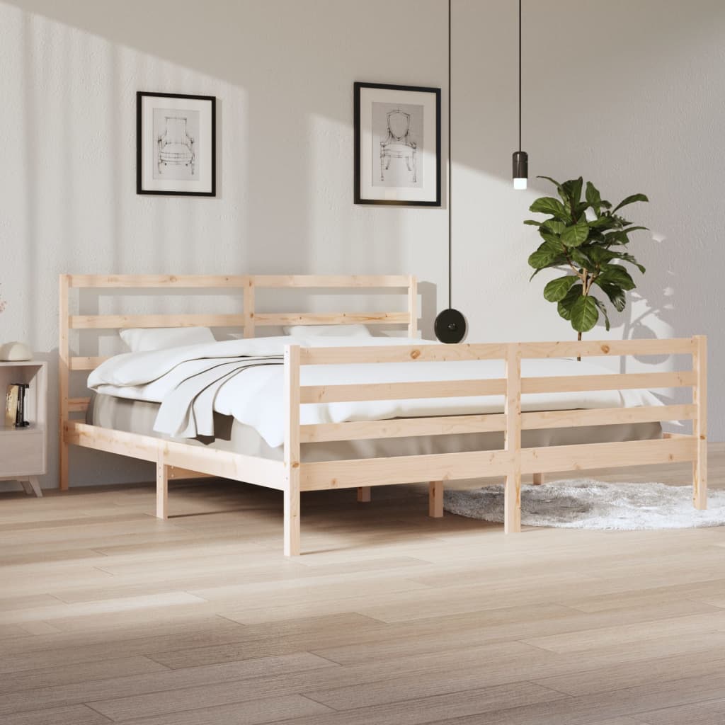 Bed Frame Without Mattress Solid Wood Pine Super King