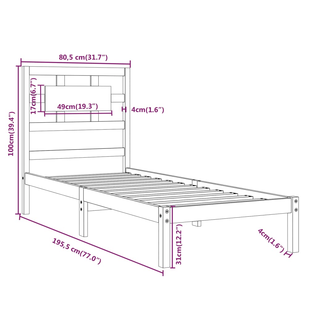 Bed Frame Without Mattress Small Single Solid Wood