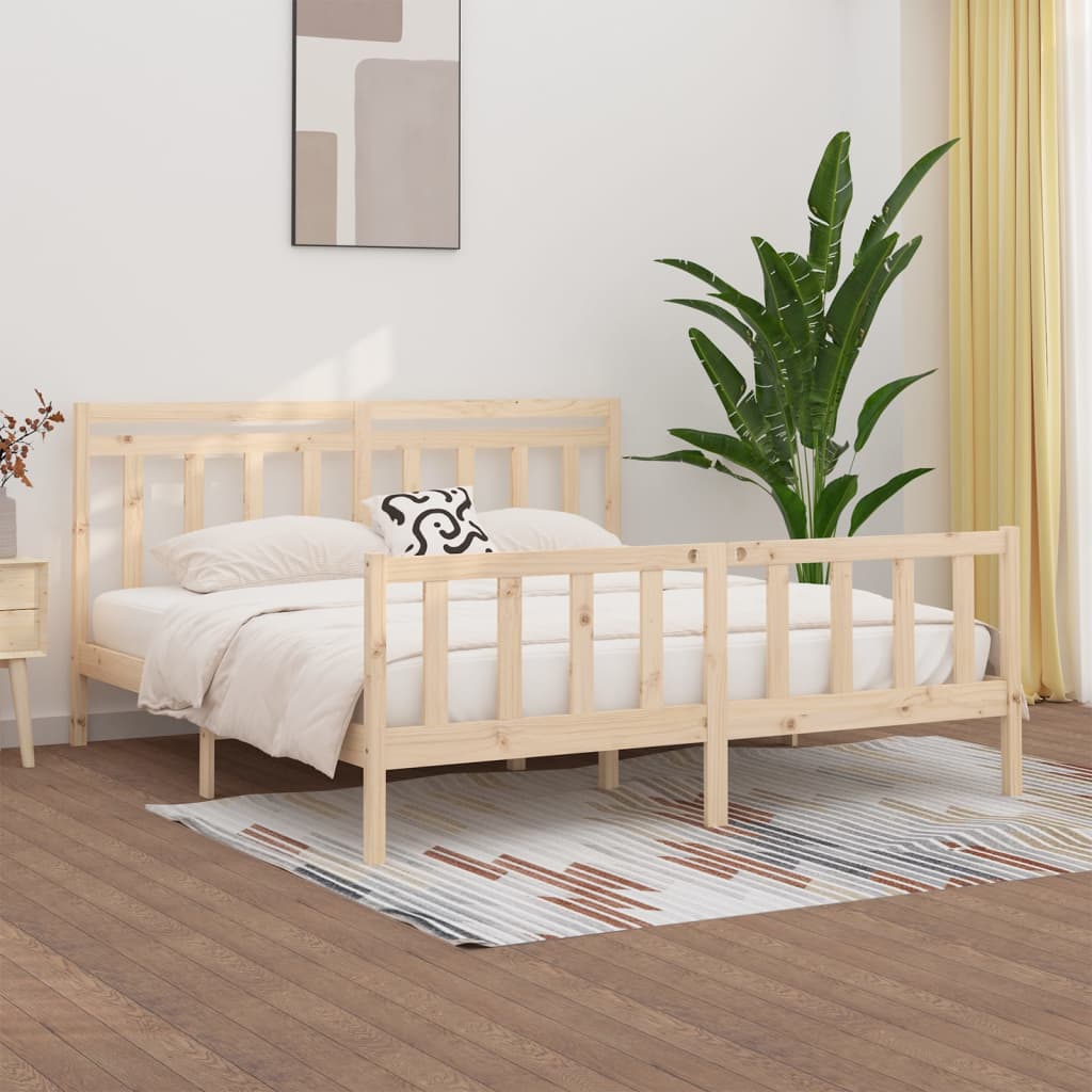 Bed Frame Without Mattress Solid Wood Pine King Size