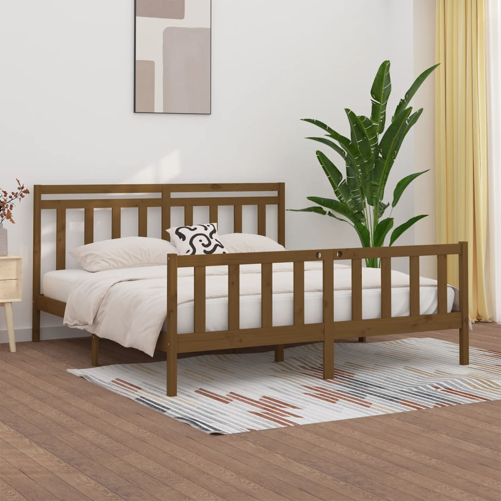 Bed Frame Without Mattress Solid Wood Pine King Size