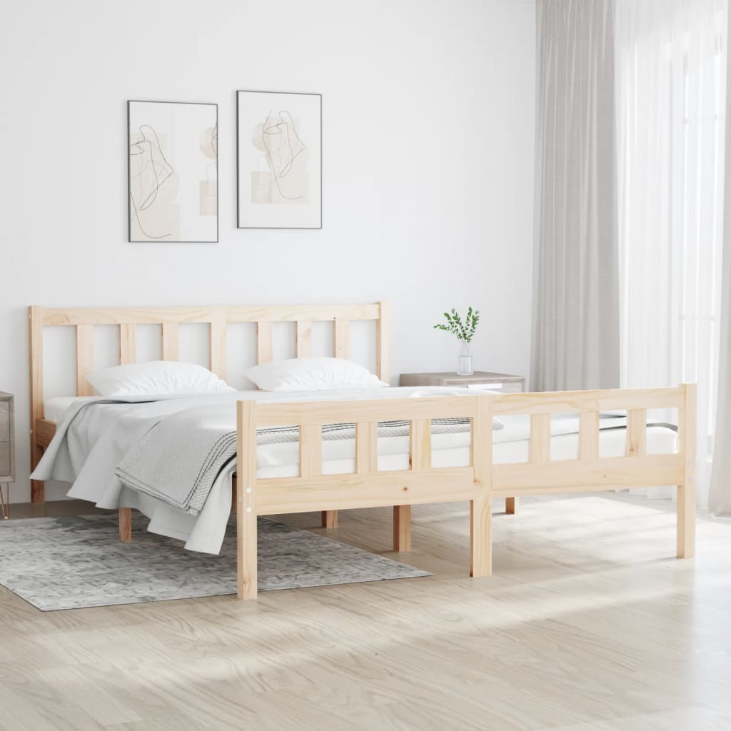 810661 Bed Frame Without Mattress Solid Wood