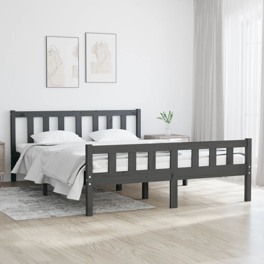 810661 Bed Frame Without Mattress Solid Wood