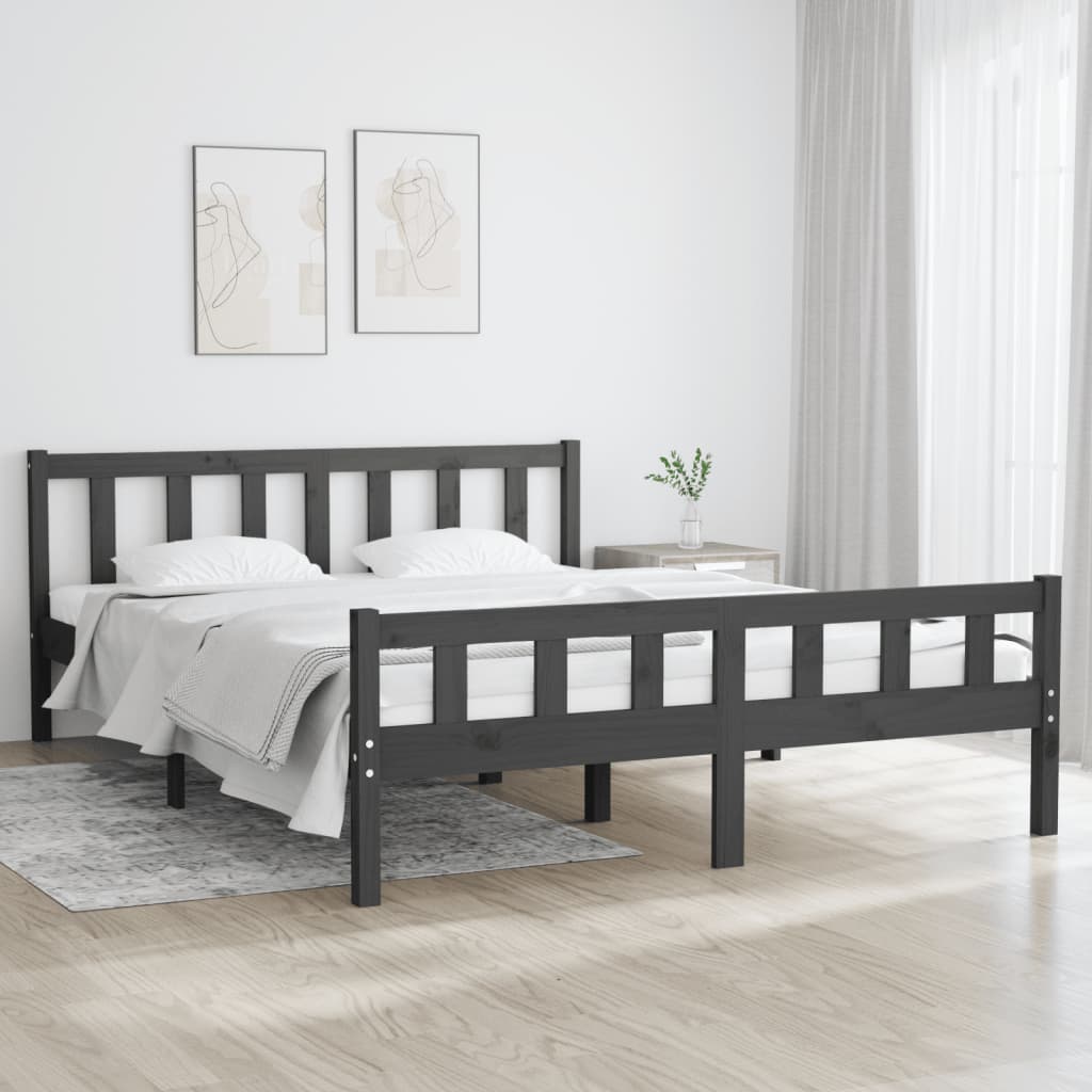 810661 Bed Frame Without Mattress Solid Wood