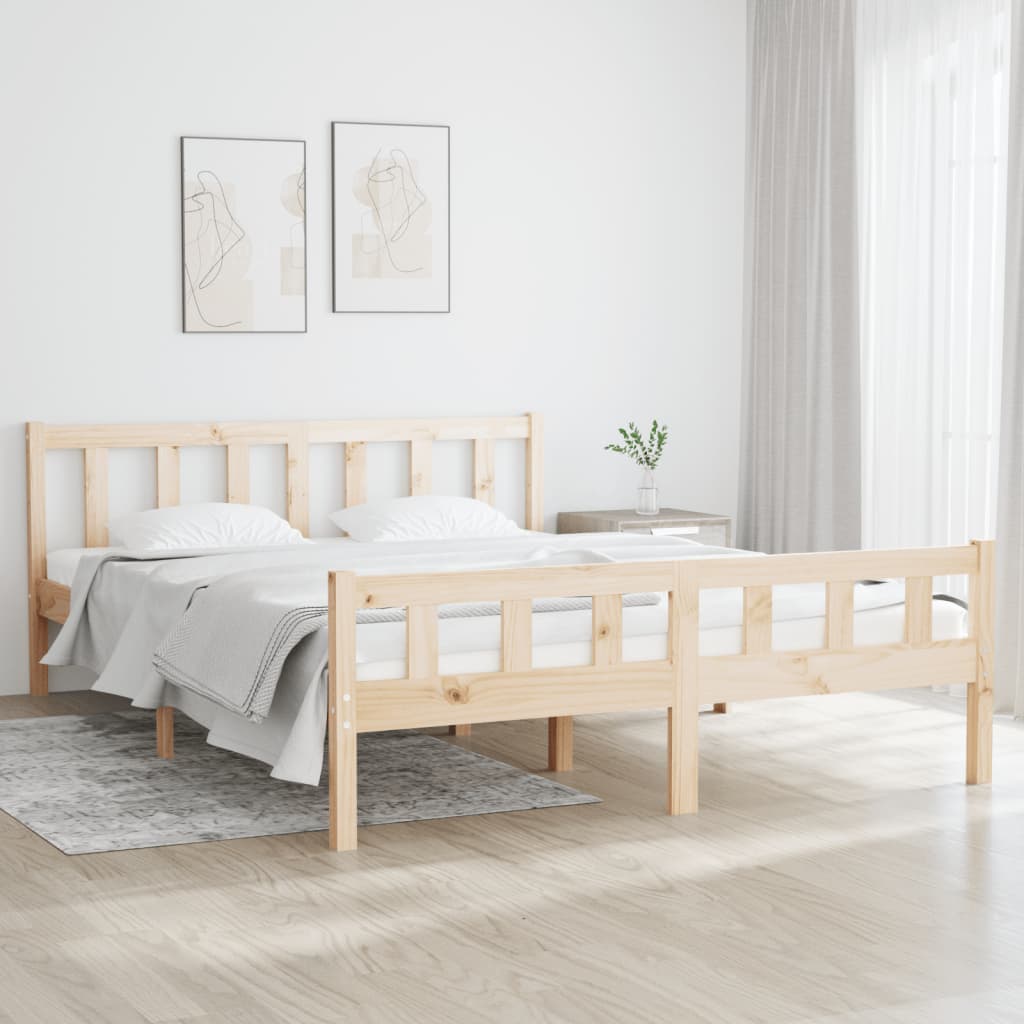 810661 Bed Frame Without Mattress Solid Wood