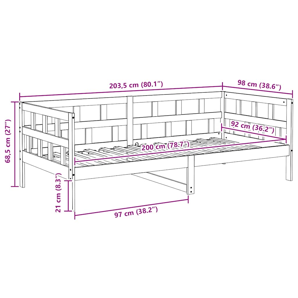 Day Bed Without Mattress Solid Wood Pine