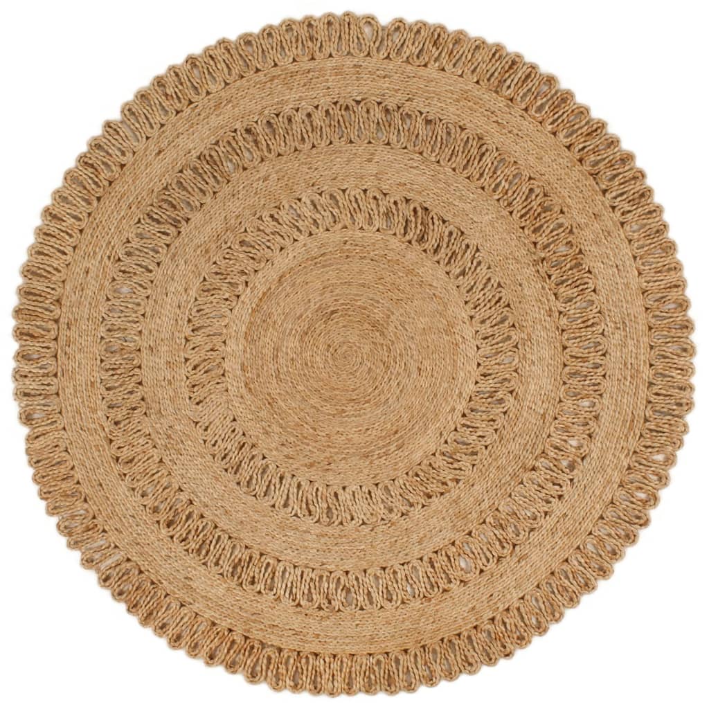 Area Rug Hand-Braided Jute Round