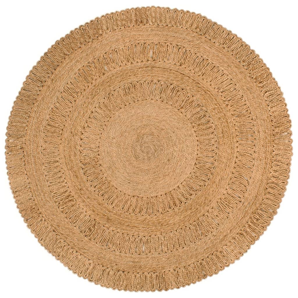 Area Rug Hand-Braided Jute Round