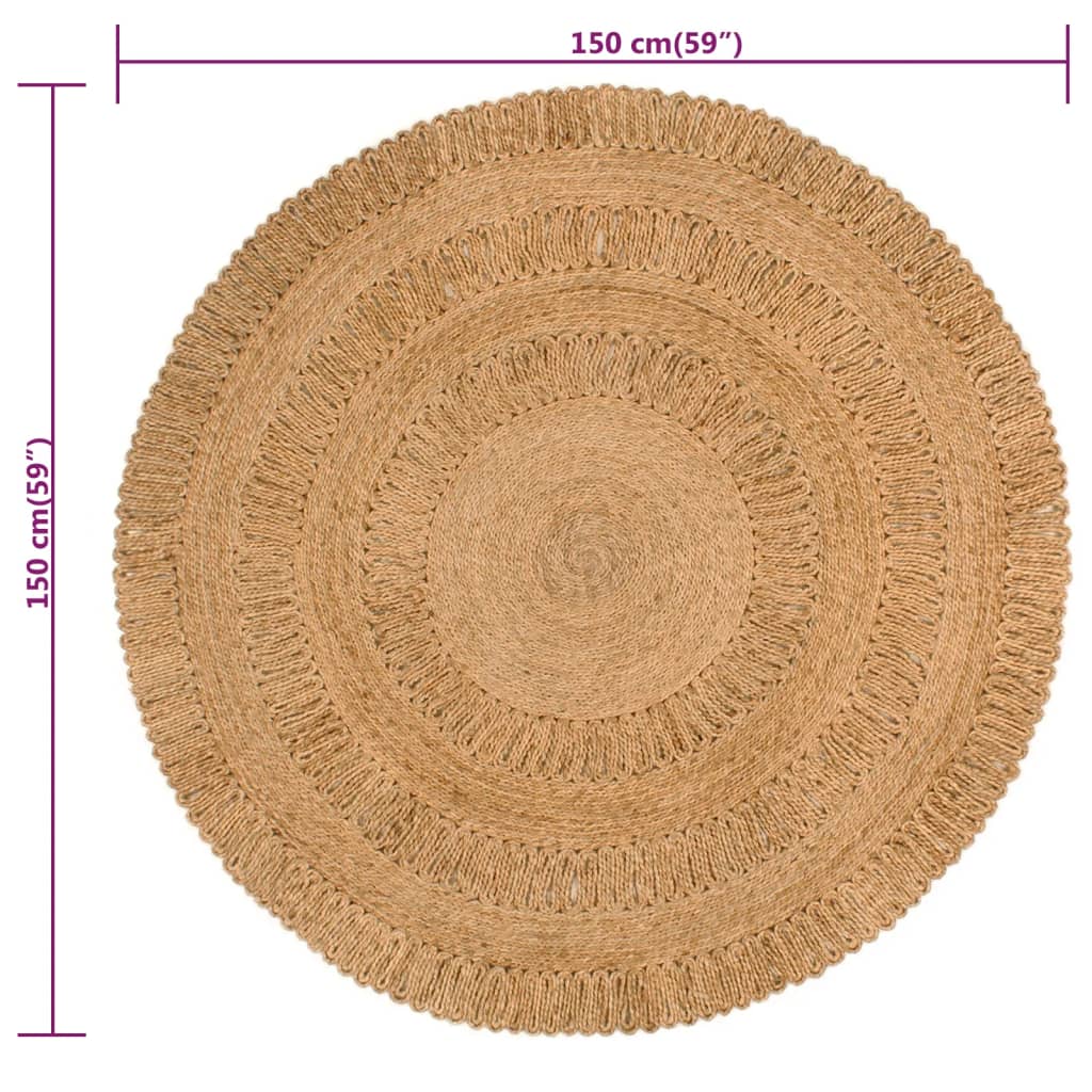 Area Rug Hand-Braided Jute Round