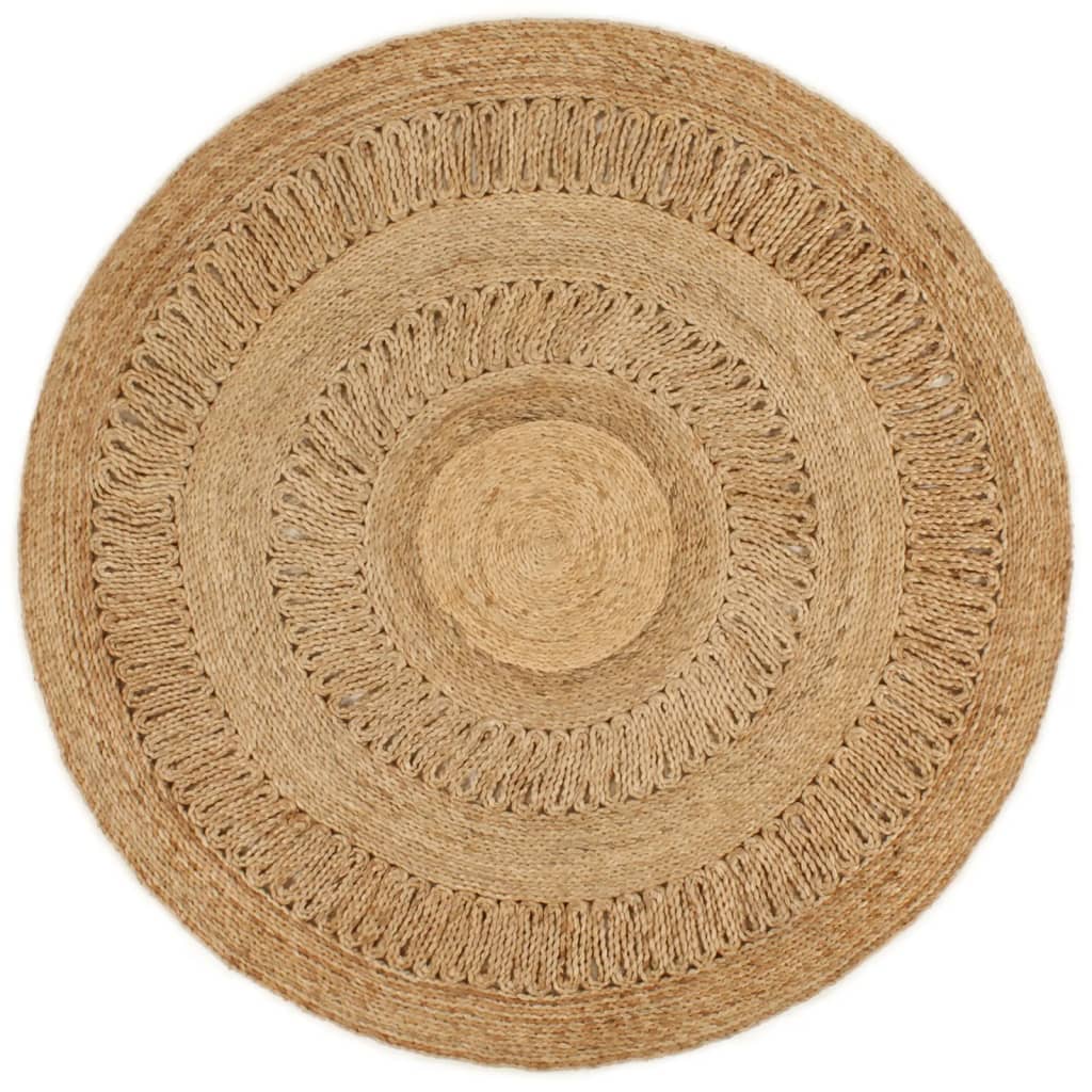 Area Rug Hand-Braided Jute Round