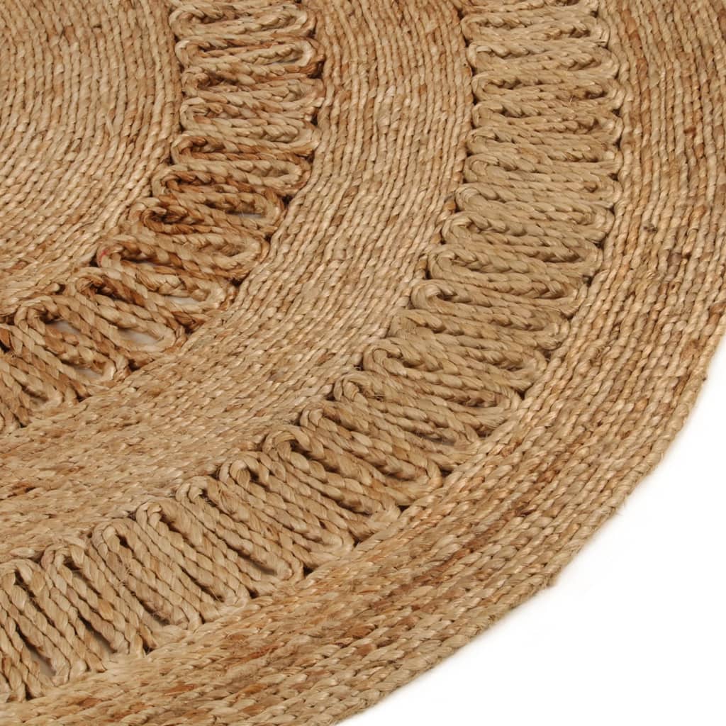 Area Rug Hand-Braided Jute Round