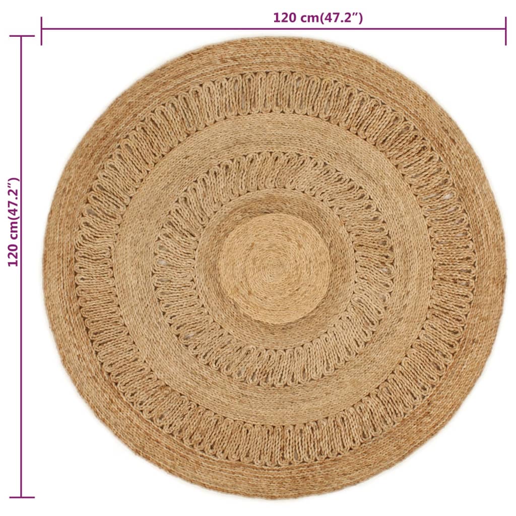 Area Rug Hand-Braided Jute Round