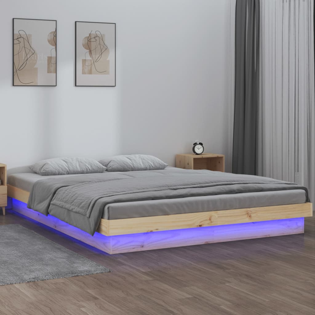 Led Bed Frame Without Mattress Solid Wood