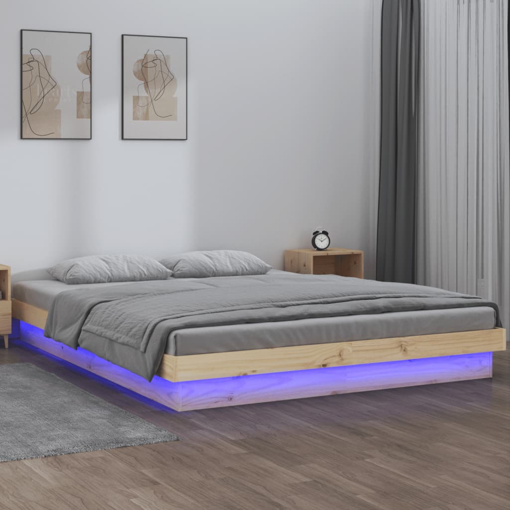 Led Bed Frame Without Mattress Solid Wood