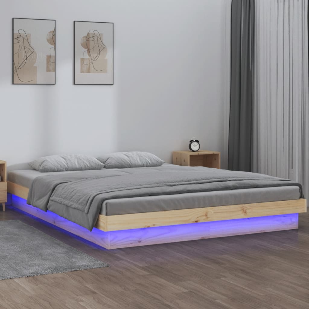Led Bed Frame Without Mattress Solid Wood