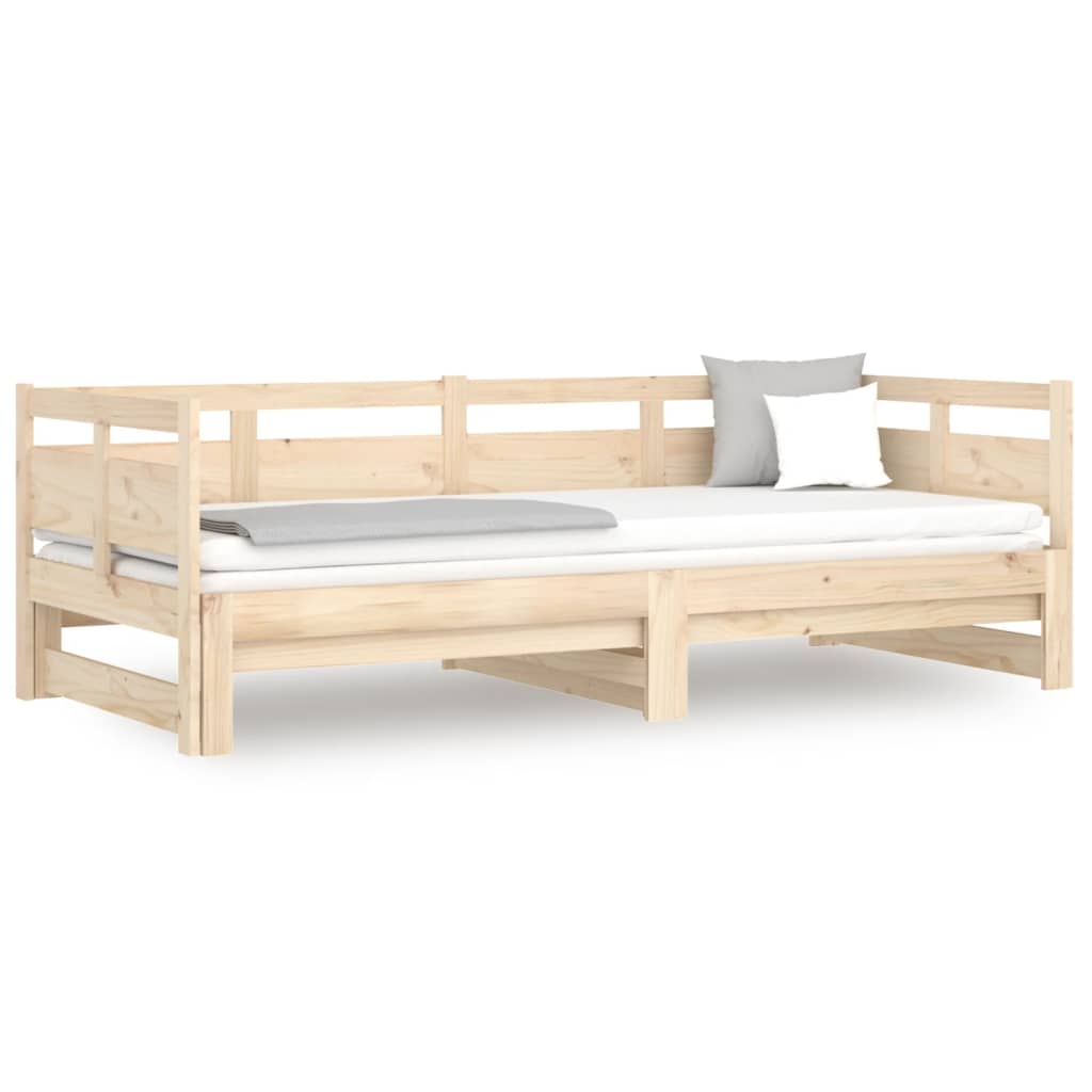 Pull-Out Day Bed Without Mattress Solid Wood Pine 2X(90X200) Cm