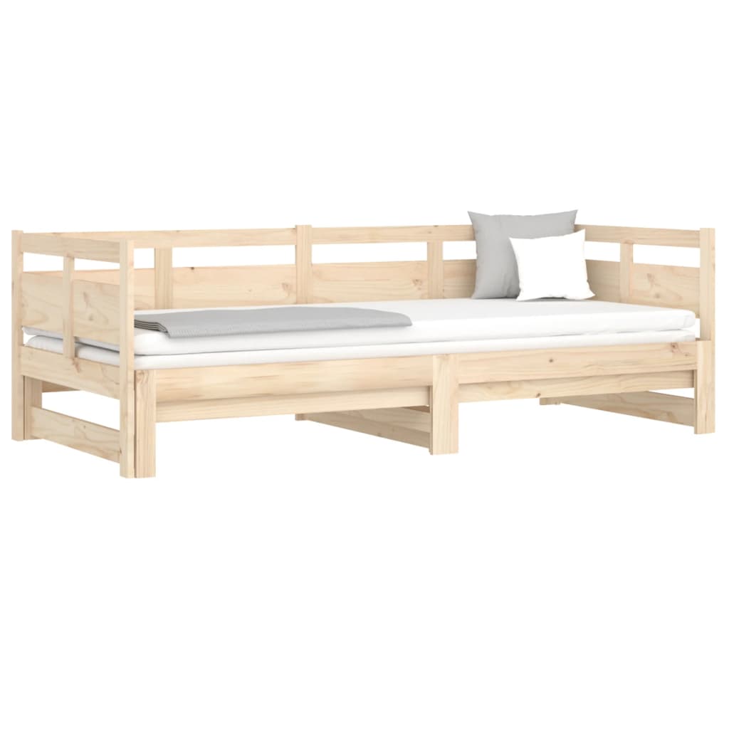 Pull-Out Day Bed Without Mattress Solid Wood Pine 2X(90X200) Cm