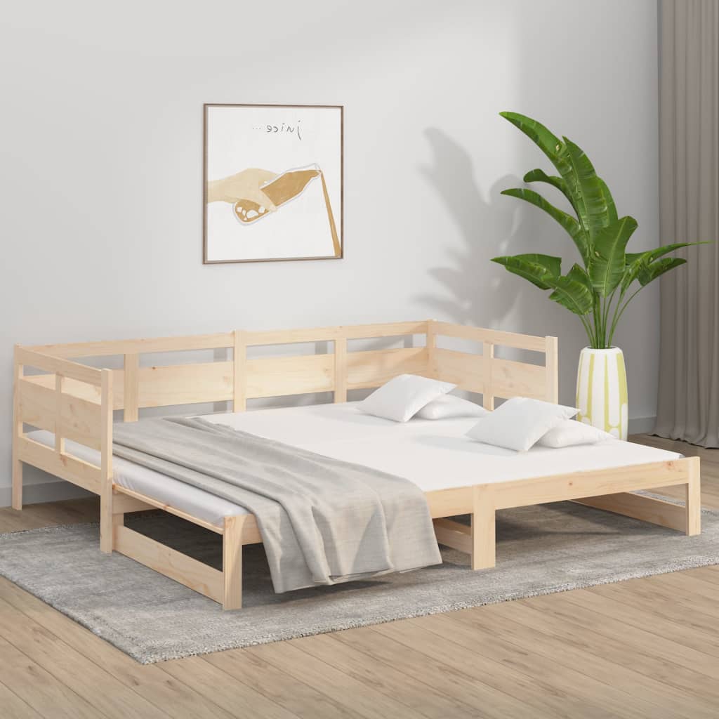 Pull-Out Day Bed Without Mattress Solid Wood Pine 2X(90X200) Cm