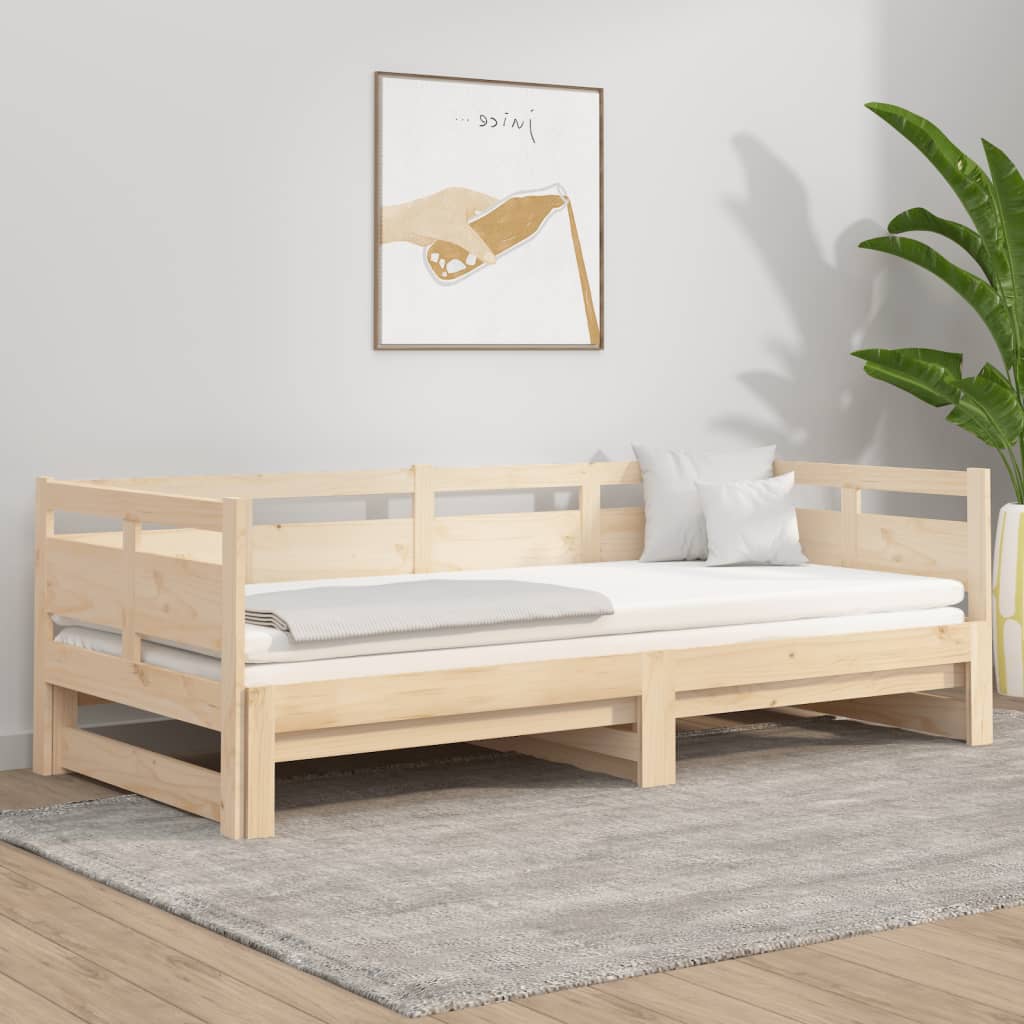 Pull-Out Day Bed Without Mattress Solid Wood Pine 2X(90X200) Cm