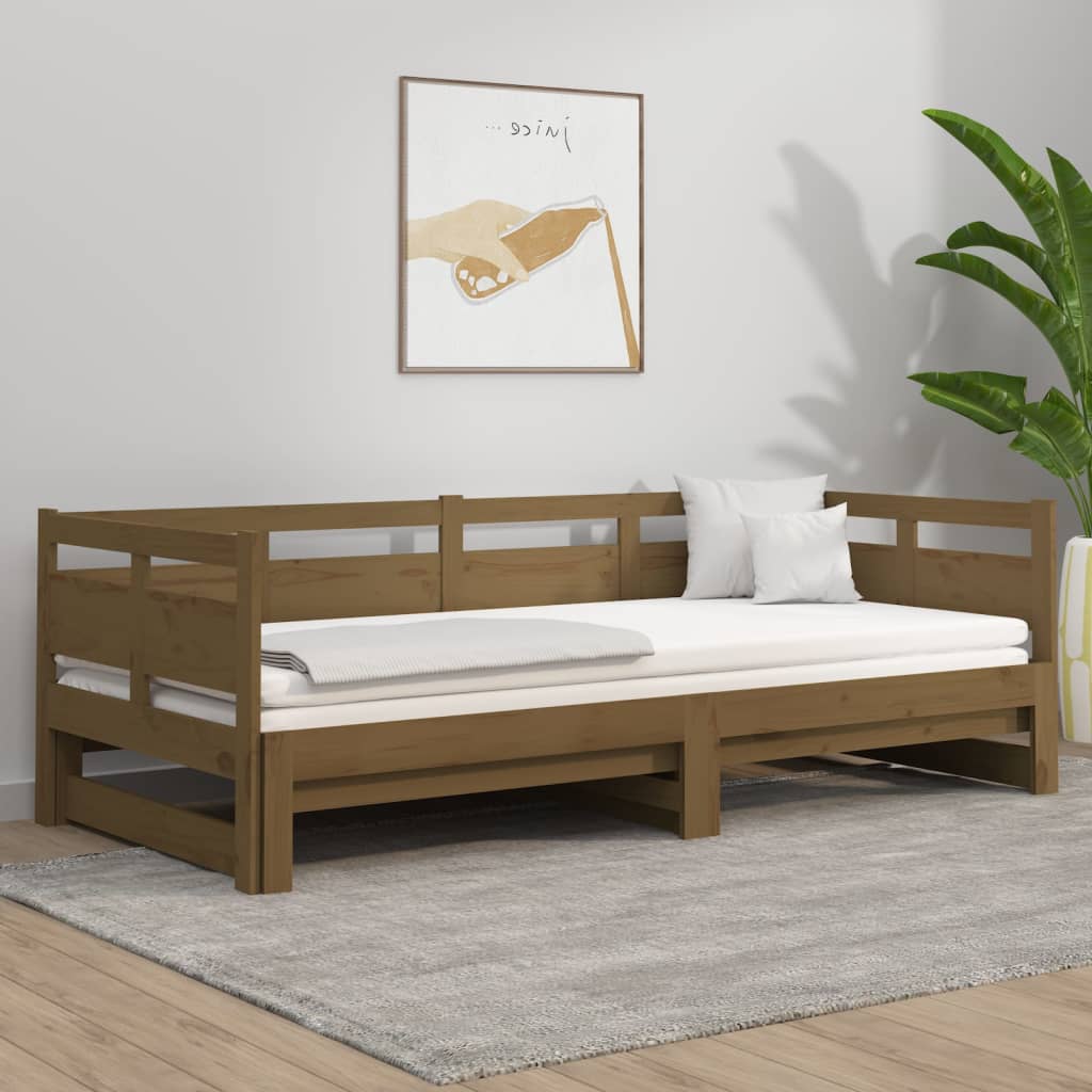 Pull-Out Day Bed Without Mattress Solid Wood Pine 2X(90X200) Cm