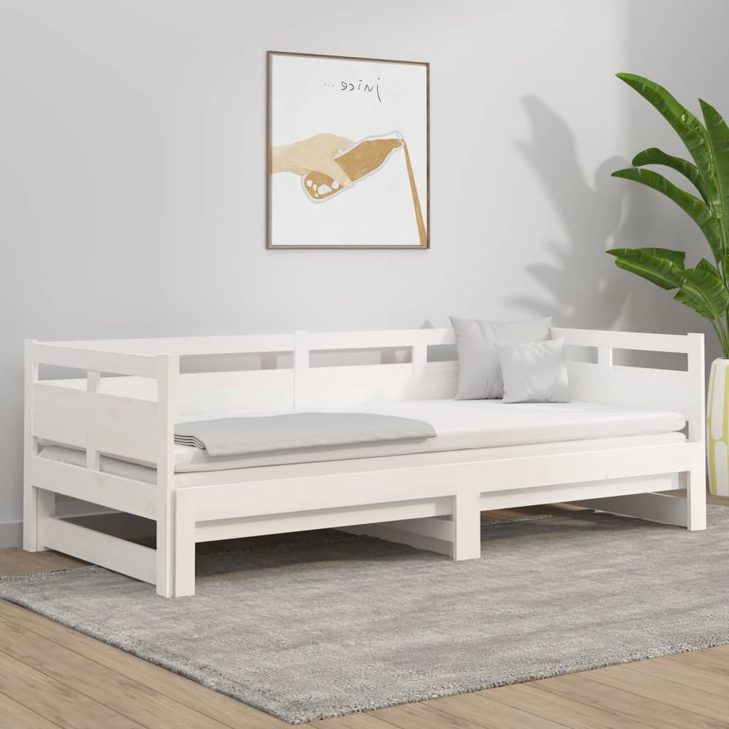 Pull-Out Day Bed Without Mattress Solid Wood Pine 2X(90X200) Cm