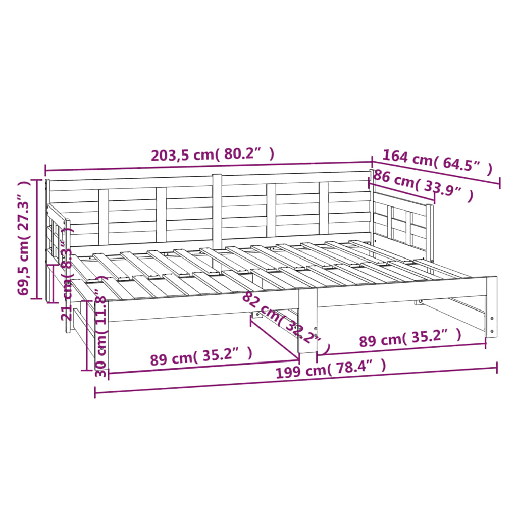 Pull-Out Day Bed Without Mattress 2X(80X200) Cm