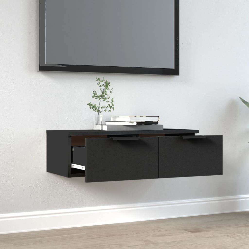 Wall Cabinet Black 68X30X20 Cm Engineered Wood