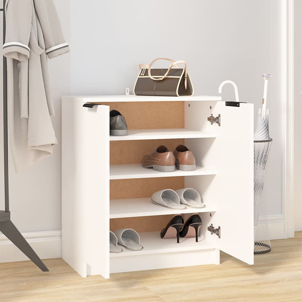 Shoe Cabinet White 59X35X70 Cm Engineered Wood